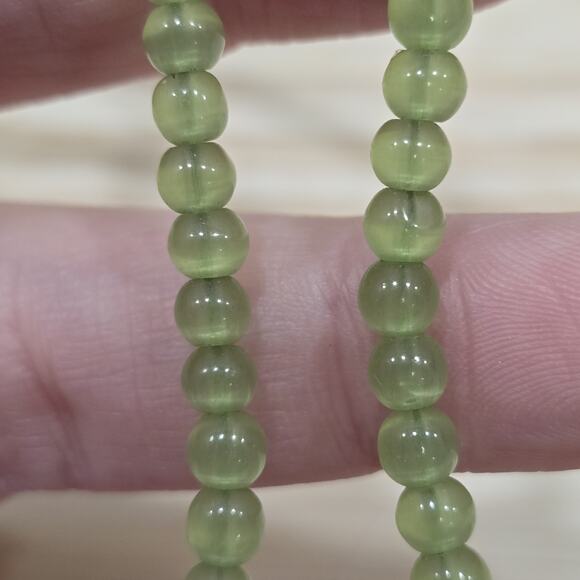 Continuous Strand Green Faux Peridot Beaded 34" Opera Length Necklace - Picture 8 of 15